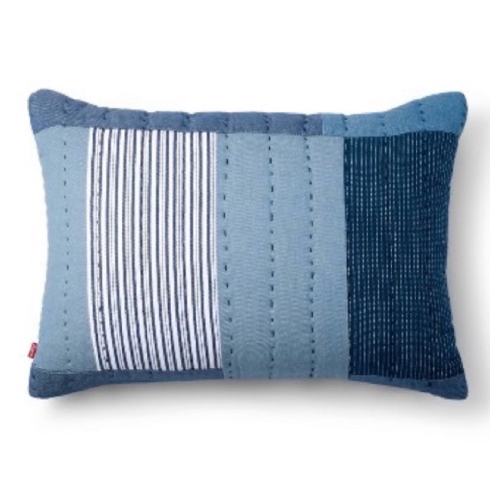 NEW Levi’s x Target Quilted Patchwork Blue Lumbar Throw Pillow, 14” x 20”